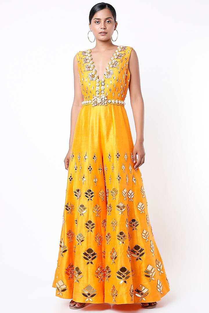 Mustard Embellished Jumpsuit by Papa Don't Preach by Shubhika