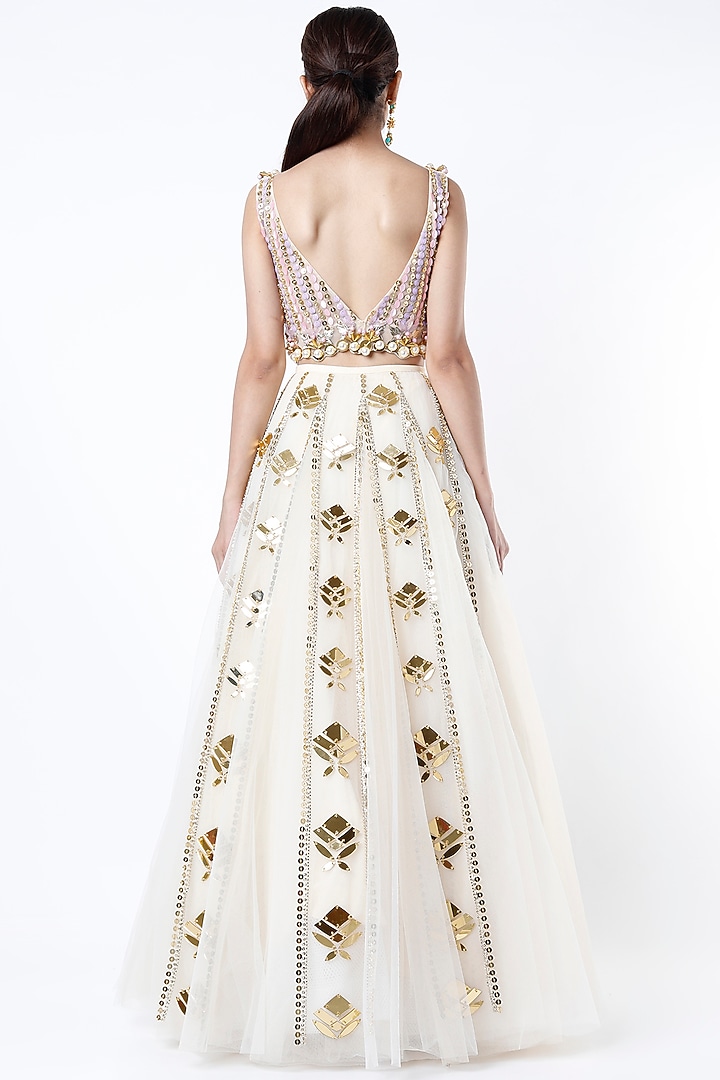 Ivory Embroidered Bridal Lehenga Set by Papa Don't Preach by Shubhika at Pernia's Pop Up Shop