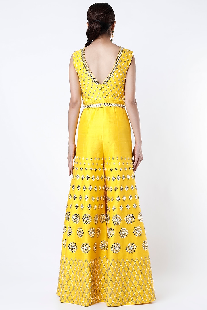 Cadmium Yellow Embroidered Jumpsuit by Papa Don't Preach by Shubhika at Pernia's Pop Up Shop