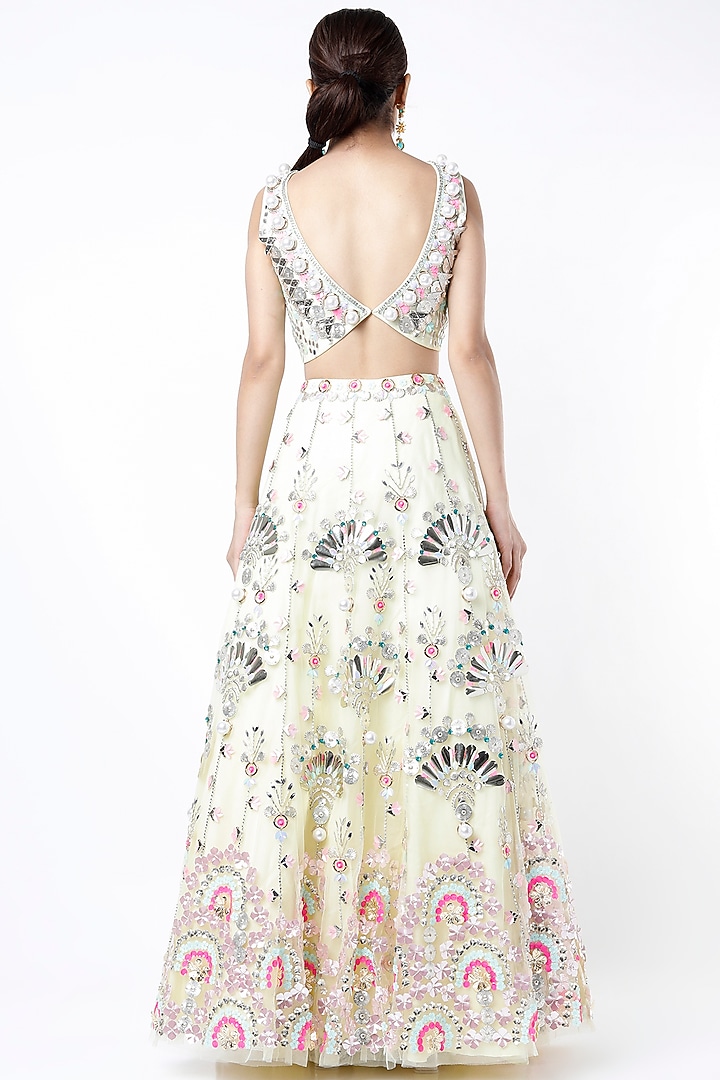 Light Lime Embroidered Bridal Lehenga Set by Papa Don't Preach by Shubhika at Pernia's Pop Up Shop