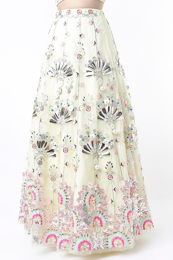 Light Lime Embroidered Bridal Lehenga Set by Papa Don't Preach by Shubhika at Pernia's Pop Up Shop
