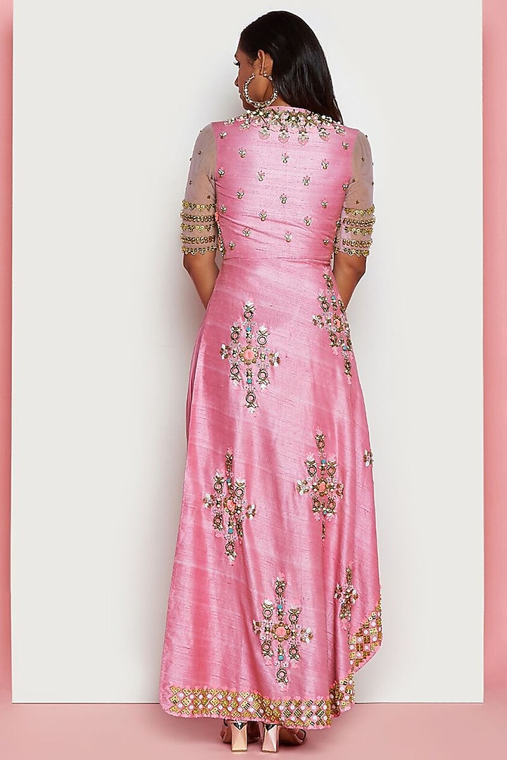 Jaipur Pink Embroidered Jacket With Dhoti Pants by Papa Don't Preach by Shubhika at Pernia's Pop Up Shop