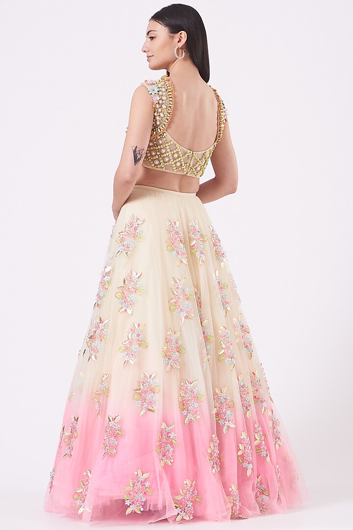 Blush Pink Georgette Bridal Lehenga Set by Papa Don't Preach by Shubhika at Pernia's Pop Up Shop