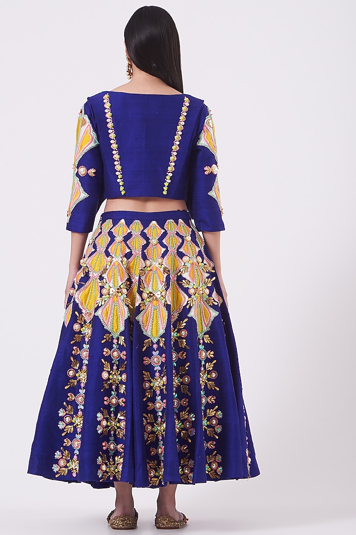 Violet Raw Silk Half Bridal Lehenga Set by Papa Don't Preach by Shubhika at Pernia's Pop Up Shop
