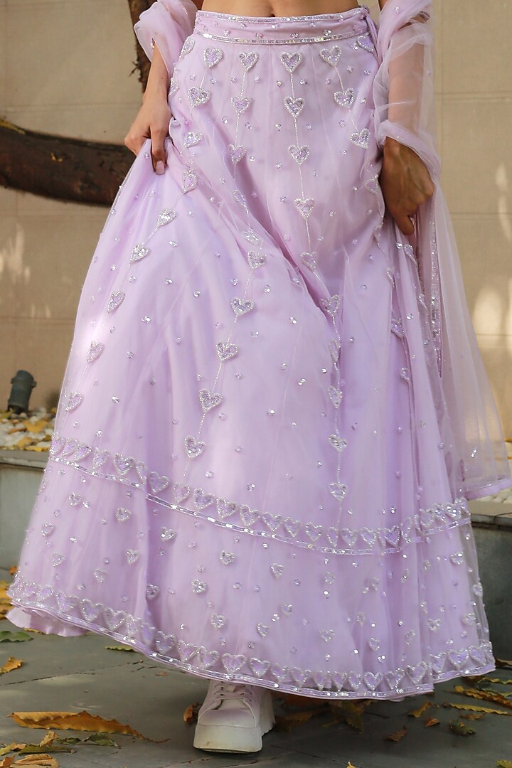 Lavender Embroidered Wedding Lehenga Set by Powder Pink at Pernia's Pop Up Shop