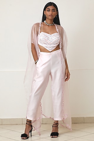 Powder Pink Embellished Pant Set by Powder Pink