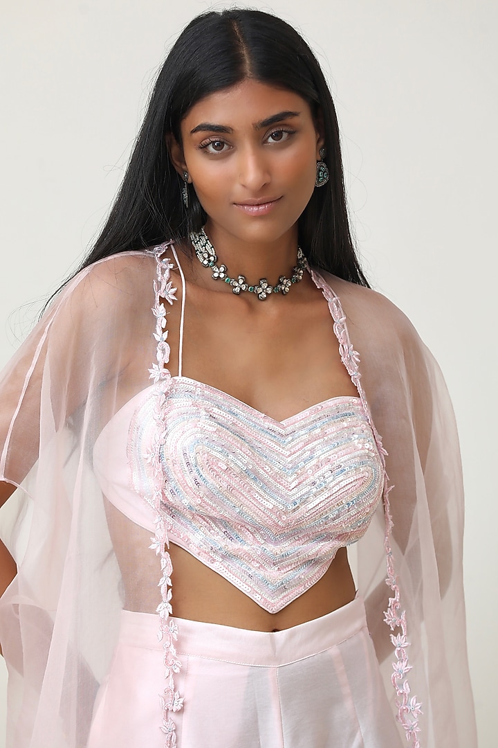 Powder Pink Embellished Pant Set by Powder Pink at Pernia's Pop Up Shop