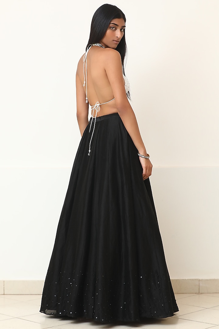 Black Embroidered Jacket Wedding Lehenga Set by Powder Pink at Pernia's Pop Up Shop
