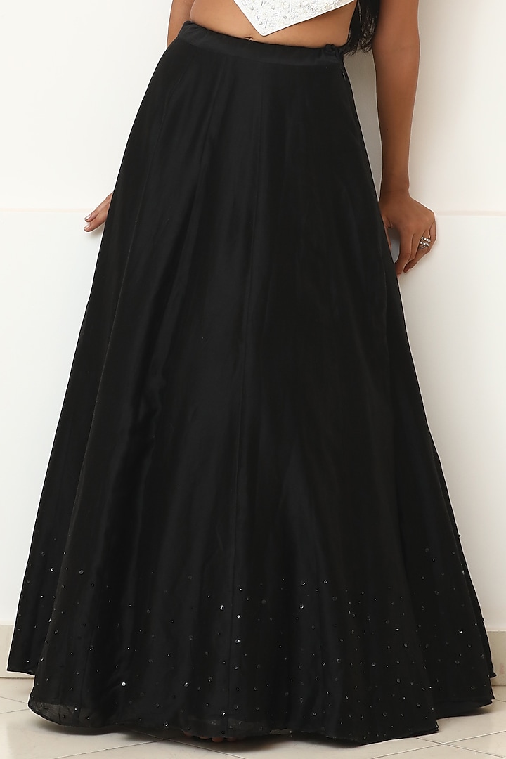 Black Organza Embroidered Jacket Wedding Lehenga Set by Powder Pink at Pernia's Pop Up Shop