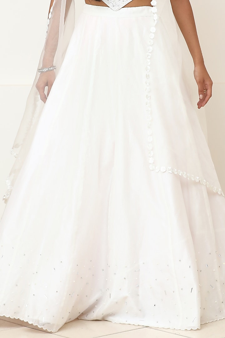 White Embroidered Jacket Wedding Lehenga Set by Powder Pink at Pernia's Pop Up Shop