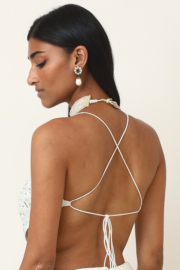 White Organza Embroidered Pant Set by Powder Pink at Pernia's Pop Up Shop