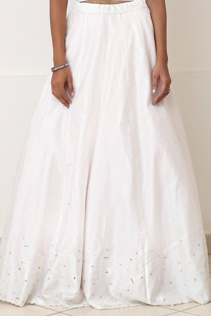 White Embroidered Wedding Lehenga Set by Powder Pink at Pernia's Pop Up Shop