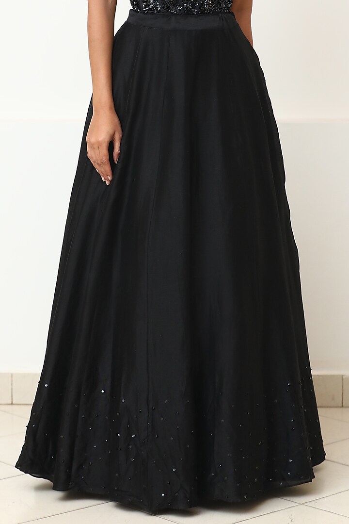 Black Silk Chanderi Wedding Lehenga Set by Powder Pink at Pernia's Pop Up Shop