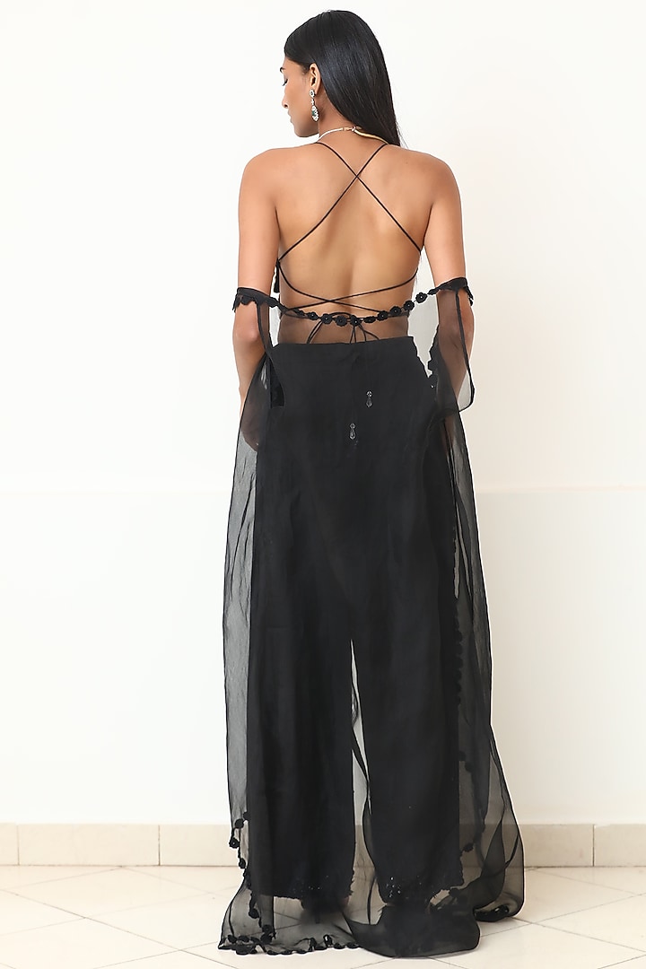 Pink & Black Organza Pant Set by Powder Pink at Pernia's Pop Up Shop