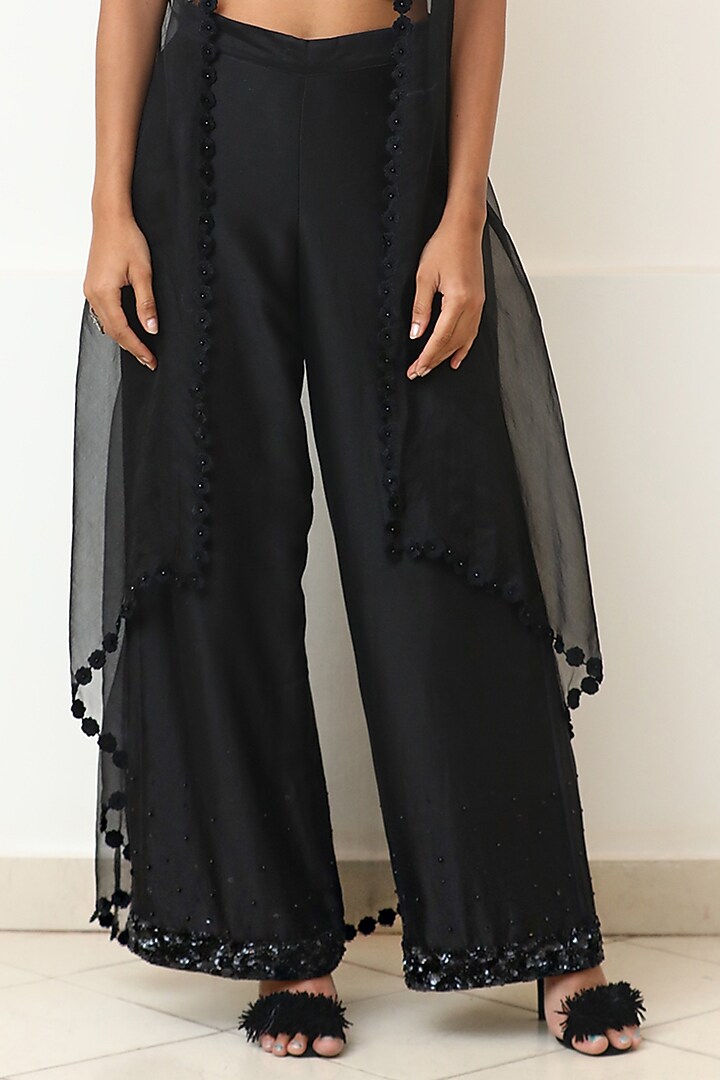 Pink & Black Organza Pant Set by Powder Pink at Pernia's Pop Up Shop