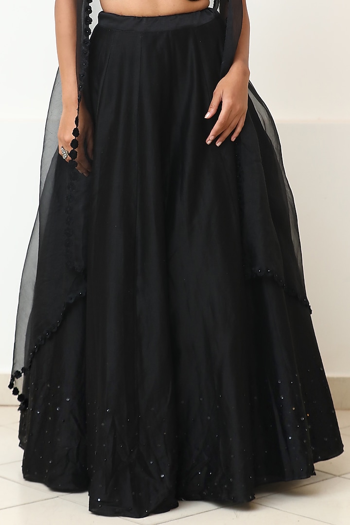 Pink & Black Organza Butterfly Wedding Lehenga Set by Powder Pink at Pernia's Pop Up Shop