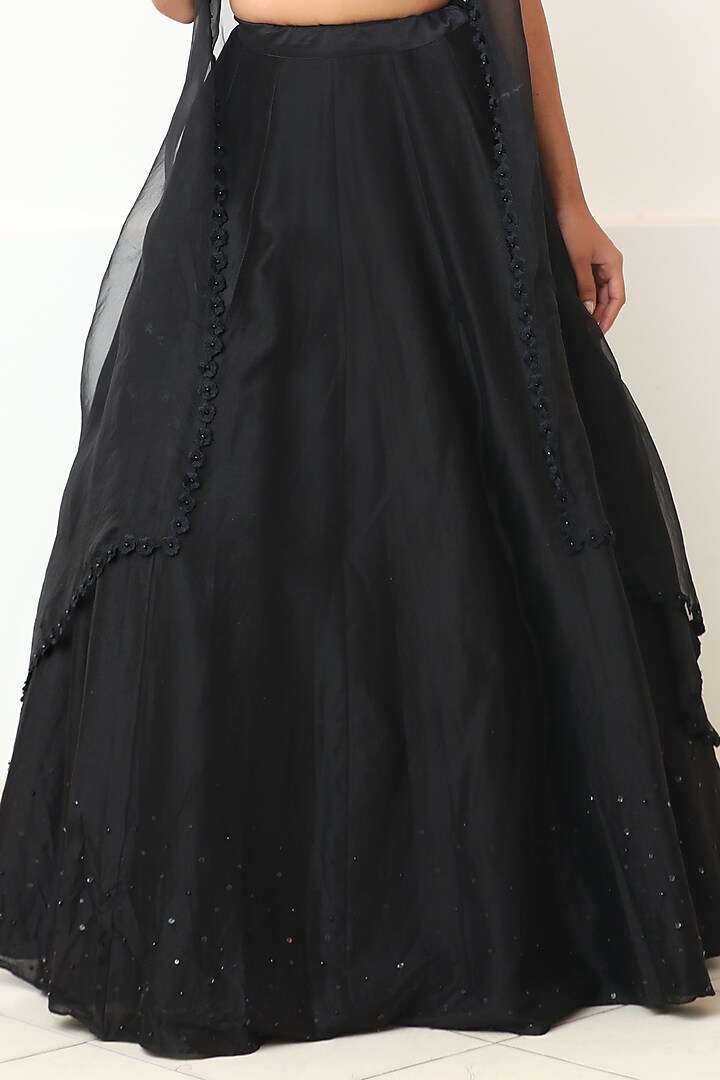 Purple & Black Organza Butterfly Wedding Lehenga Set by Powder Pink at Pernia's Pop Up Shop