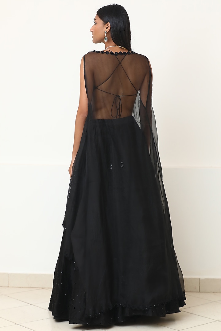 Purple & Black Organza Butterfly Wedding Lehenga Set by Powder Pink at Pernia's Pop Up Shop