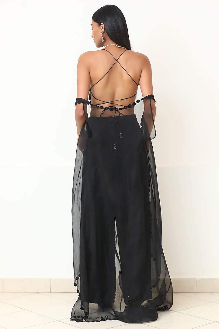 Purple & Black Organza Pant Set by Powder Pink at Pernia's Pop Up Shop