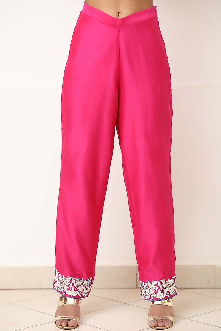 Pink & Blue Embroidered Kurta Set by Powder Pink at Pernia's Pop Up Shop