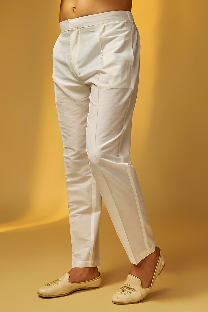 Ivory Chanderi Silk Embroidered Nehru Jacket Set by PARV DESIGN STUDIO at Pernia's Pop Up Shop