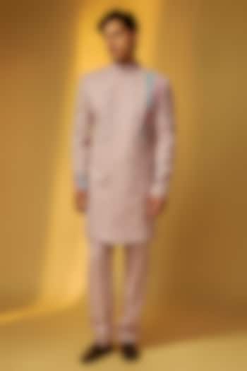 Lavender Suiting Brush Painted Wedding Indowestern Set by PARV DESIGN STUDIO at Pernia's Pop Up Shop