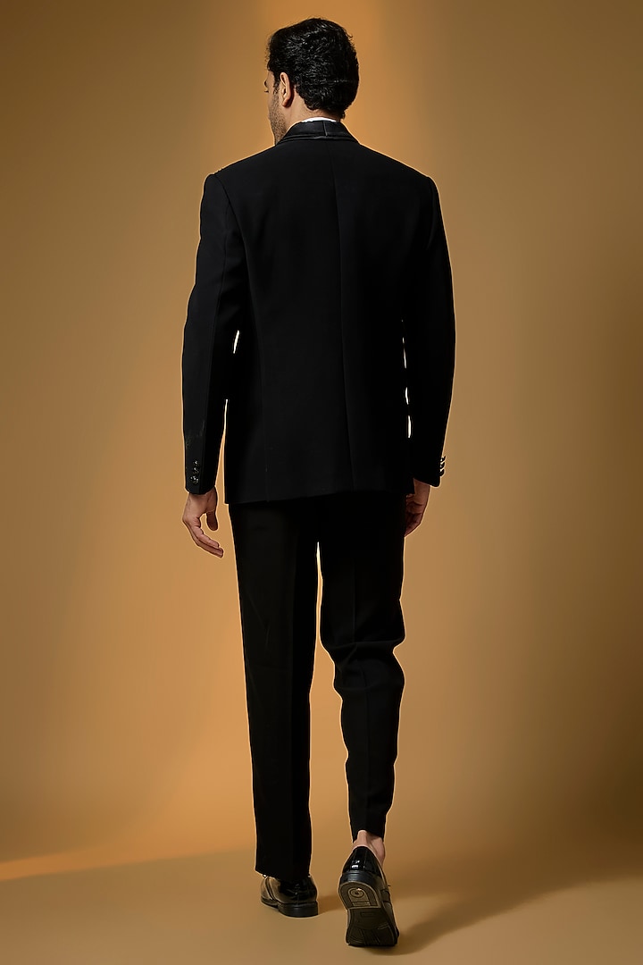 Black Suiting Embroidered Tuxedo Set by PARV DESIGN STUDIO at Pernia's Pop Up Shop