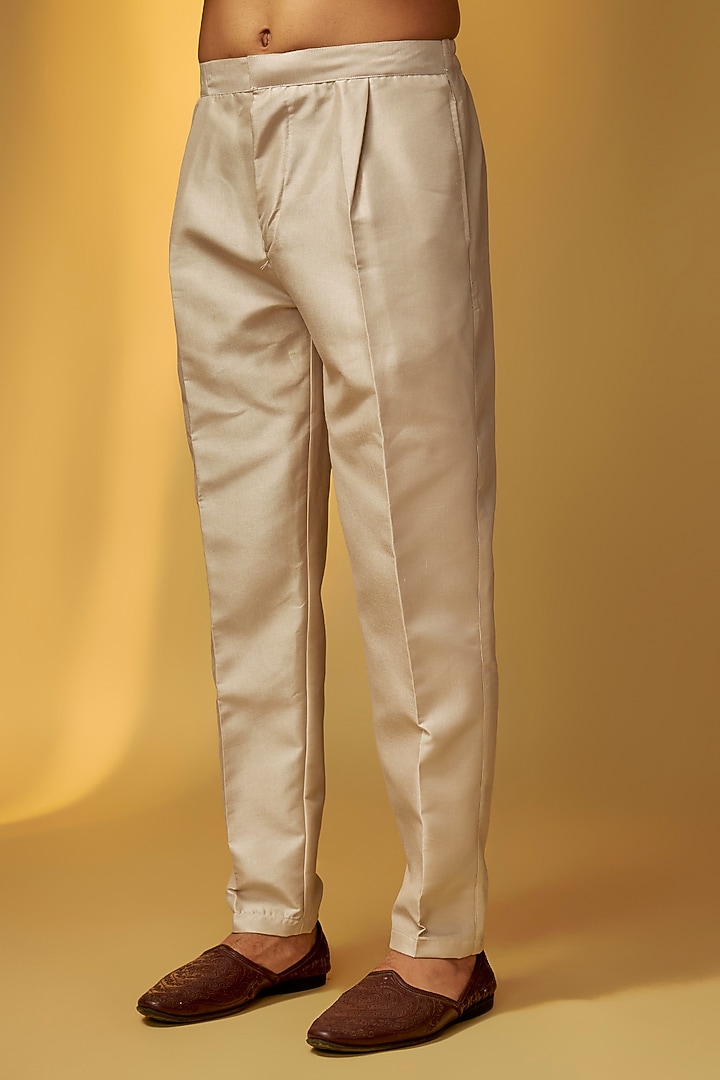 Silver Grey Shimmer Tissue Cutdana Embroidered Groom Sherwani Set by PARV DESIGN STUDIO at Pernia's Pop Up Shop