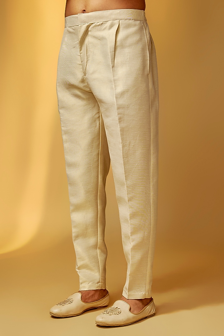 Champagne Gold Rose Silk Zardosi Embroidered Groom Sherwani Set by PARV DESIGN STUDIO at Pernia's Pop Up Shop