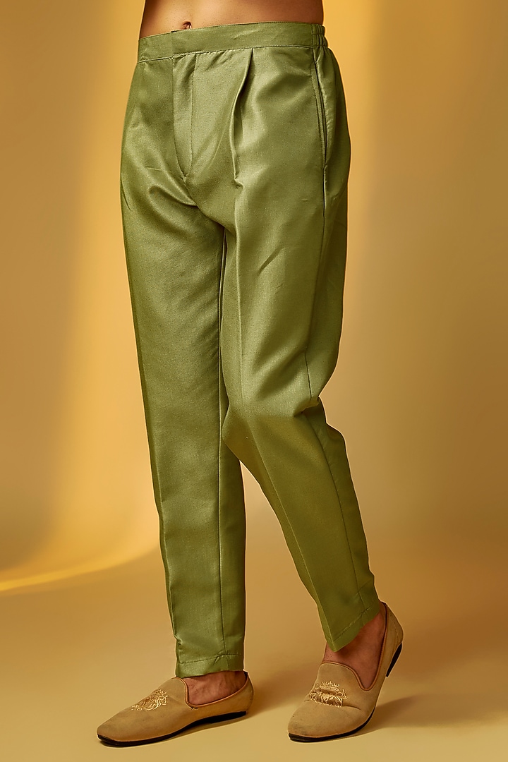 Neon Green Viscose Lucknowi Cutdana Embroidered Groom Sherwani Set by PARV DESIGN STUDIO at Pernia's Pop Up Shop