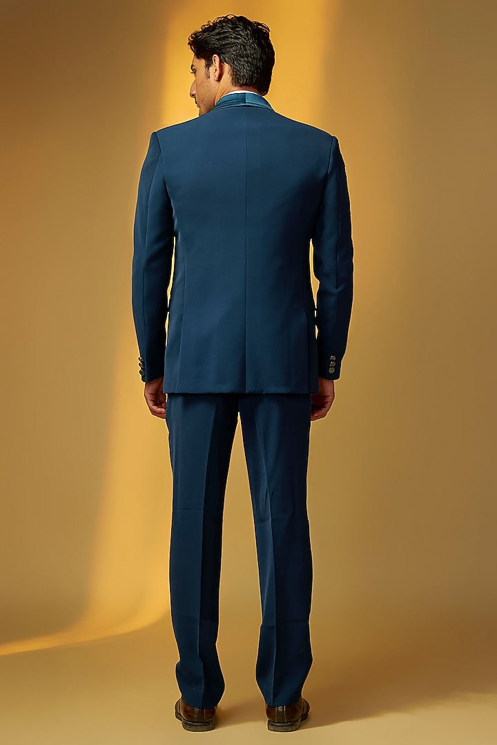 Teal Suiting Cutdana Embroidered Tuxedo Set by PARV DESIGN STUDIO at Pernia's Pop Up Shop