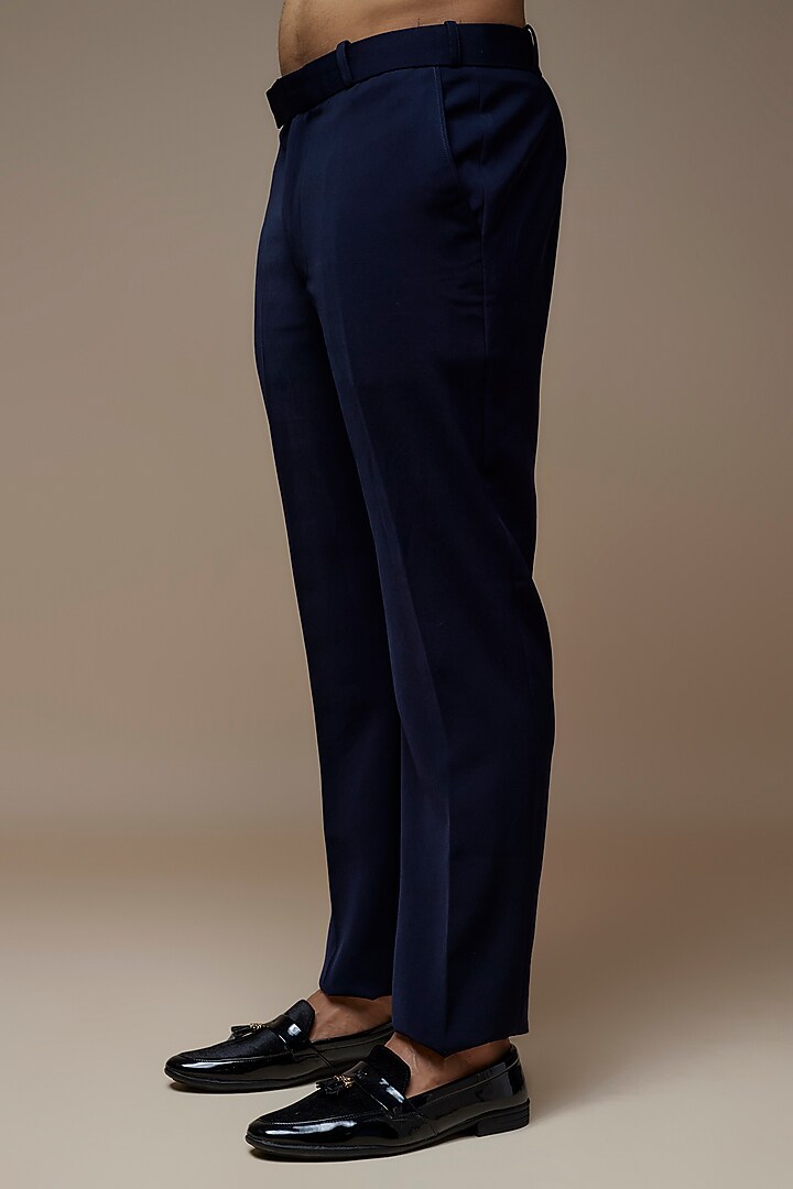 Deep Navy Blue Imported Viscose Polyester Resham Embroidered Wedding Indowestern Set by PARV DESIGN STUDIO at Pernia's Pop Up Shop