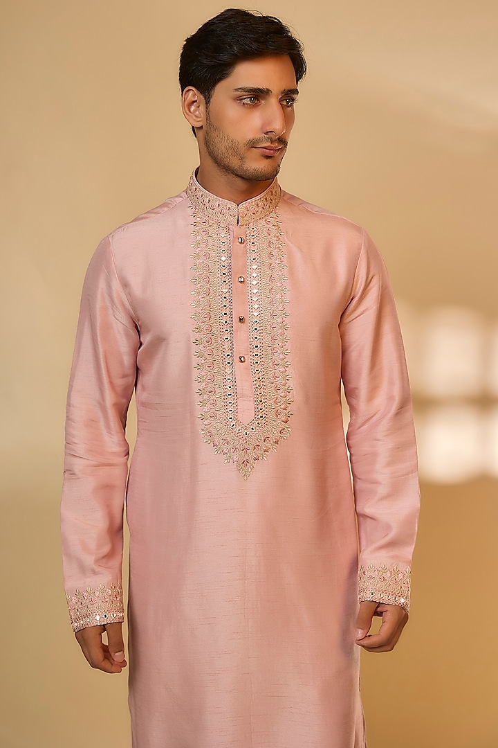 Lavender Chanderi Silk Zari Embroidered Kurta Set by PARV DESIGN STUDIO at Pernia's Pop Up Shop