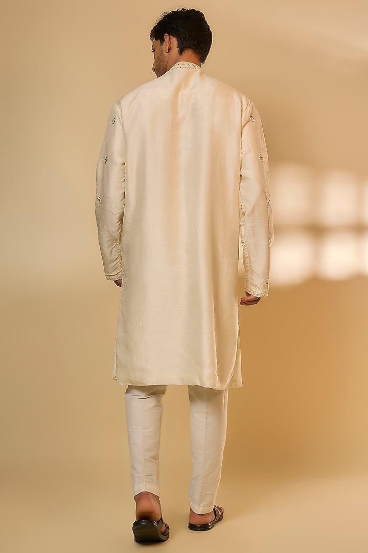 Cream Chanderi Silk Resham Embroidered Kurta Set by PARV DESIGN STUDIO at Pernia's Pop Up Shop