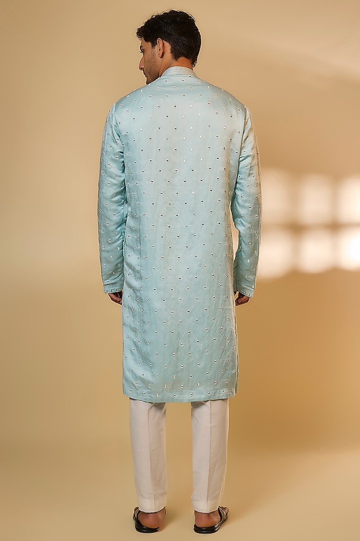 Sky Blue Chanderi Silk Resham Embroidered Kurta Set by PARV DESIGN STUDIO at Pernia's Pop Up Shop