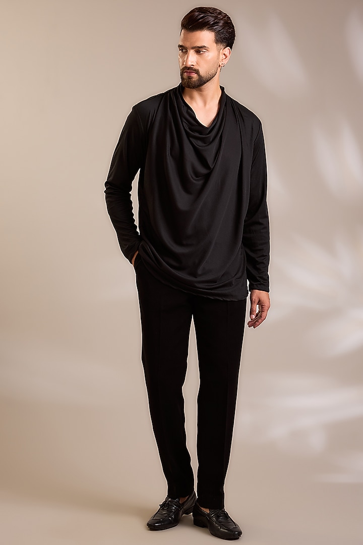 Black Suiting Embroidered Wedding Bandhgala Set by PARV DESIGN STUDIO at Pernia's Pop Up Shop