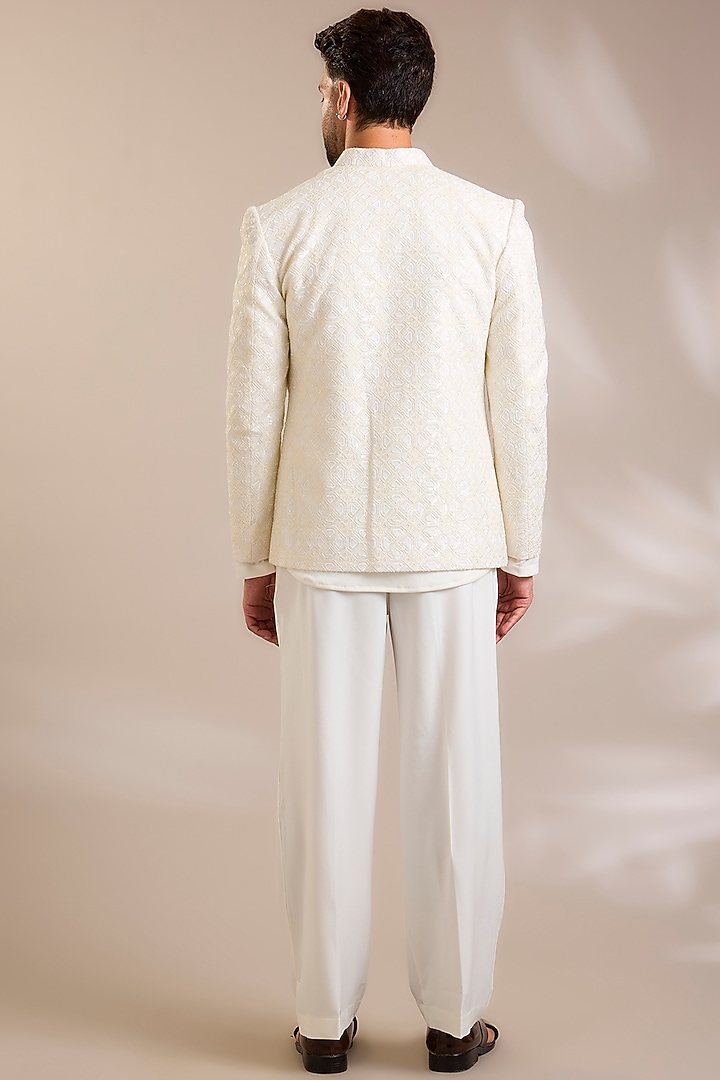 White Net Cutwork Jacket Set by PARV DESIGN STUDIO at Pernia's Pop Up Shop