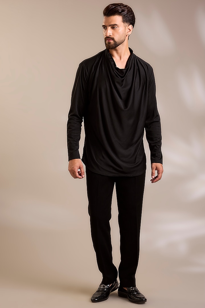 Black Net Cutdana Embroidered Jacket Set by PARV DESIGN STUDIO at Pernia's Pop Up Shop