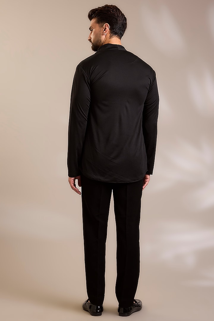 Black Net Cutdana Embroidered Jacket Set by PARV DESIGN STUDIO at Pernia's Pop Up Shop