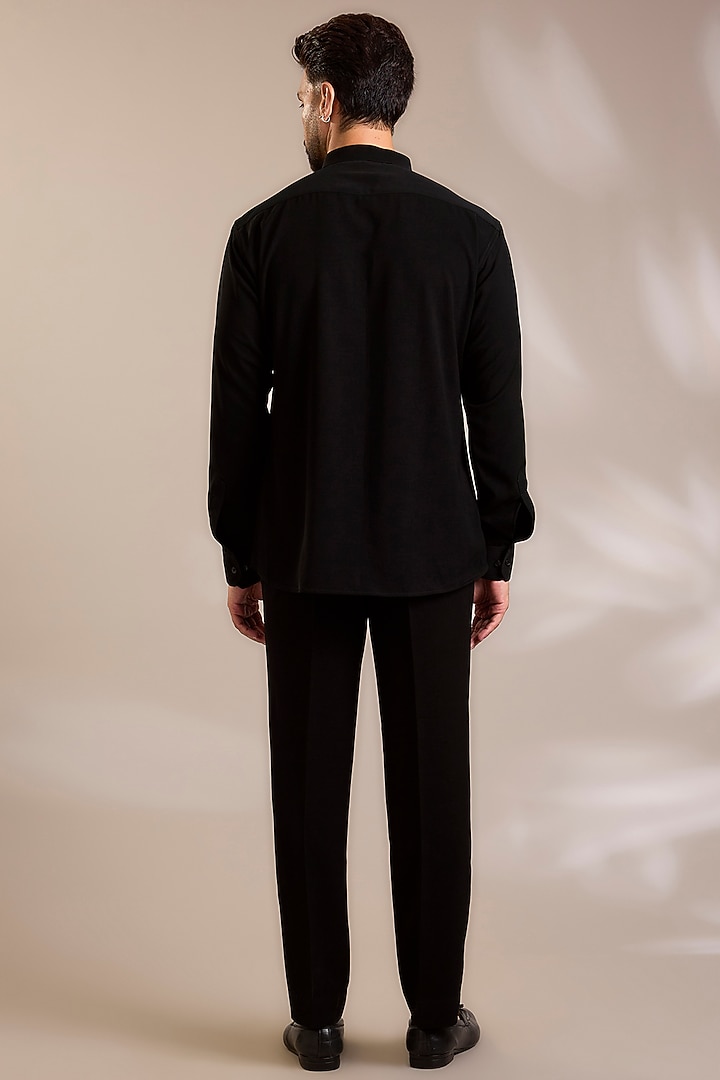 Black Suiting Embroidered Nehru Jacket Set by PARV DESIGN STUDIO at Pernia's Pop Up Shop