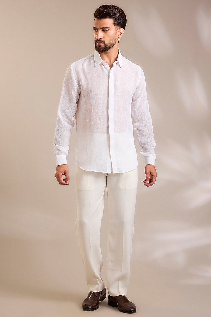 Off-White Suiting Embroidered Jacket Set by PARV DESIGN STUDIO at Pernia's Pop Up Shop