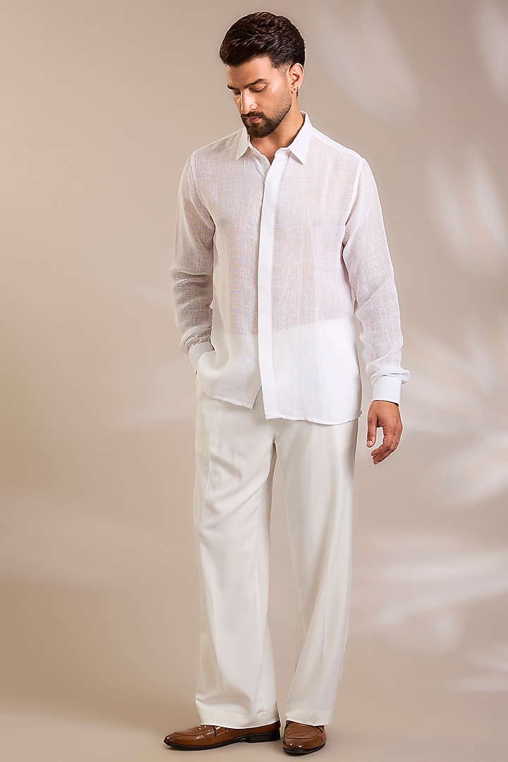 Off-White Suiting Embroidered Jacket Set by PARV DESIGN STUDIO at Pernia's Pop Up Shop