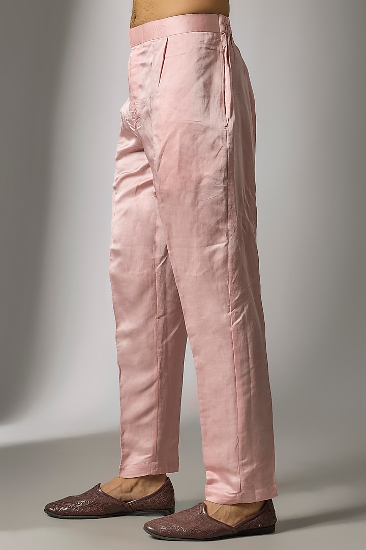 Pink Chanderi Silk Resham & Thread Embroidered Nehru Jacket Set by PARV DESIGN STUDIO at Pernia's Pop Up Shop