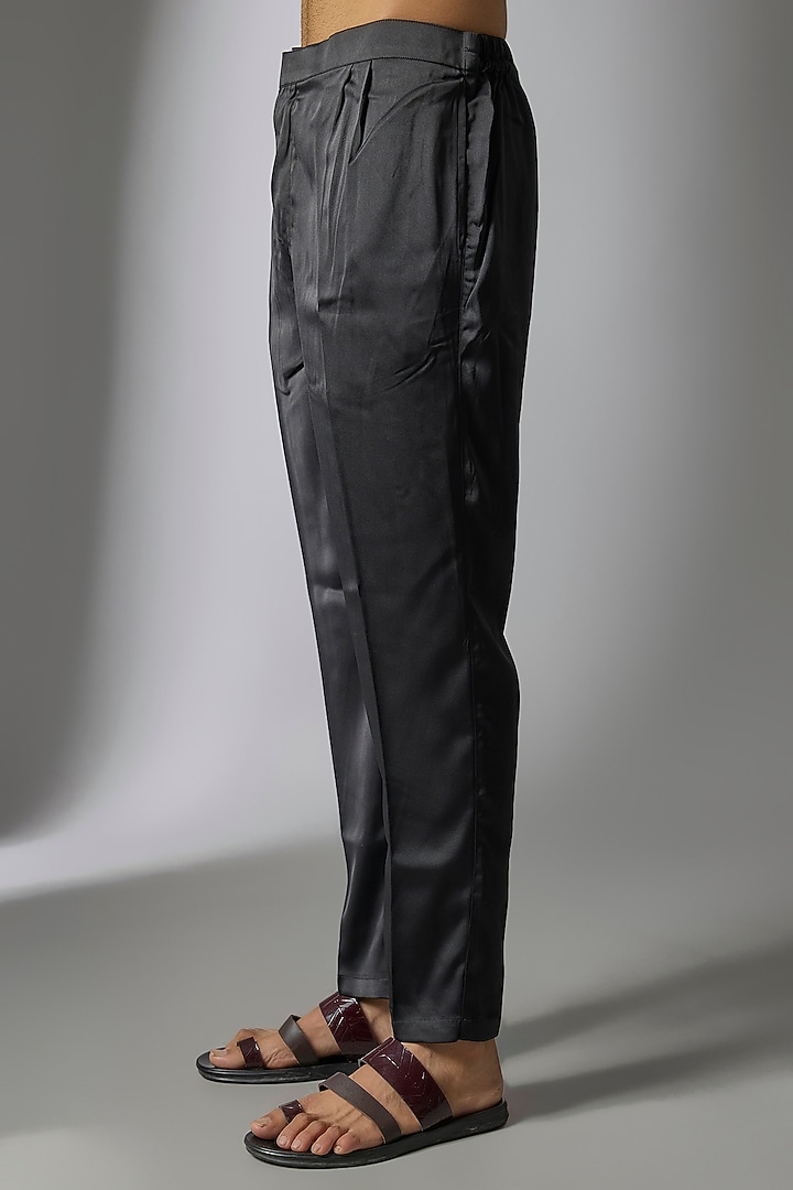 Black Chanderi Satin Silk Mirror Embroidered Kurta Set by PARV DESIGN STUDIO at Pernia's Pop Up Shop