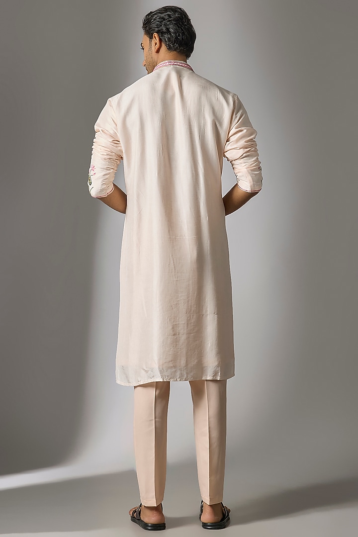 Light Pink Chanderi Silk Cutdana Embroidered Kurta Set by PARV DESIGN STUDIO at Pernia's Pop Up Shop