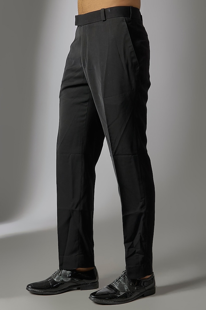 Jet Black Japanese Suiting Fabric Cutdana Embroidered Tuxedo Set by PARV DESIGN STUDIO at Pernia's Pop Up Shop
