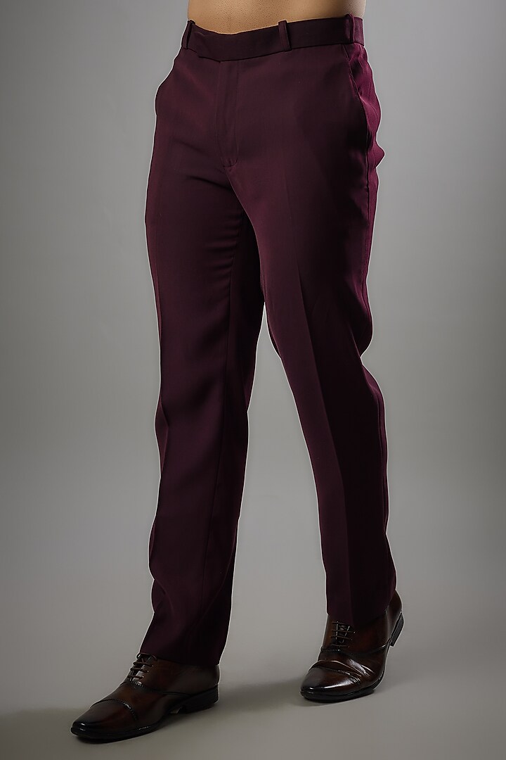 Burgundy Knit & Polyester Jodhpuri Set by PARV DESIGN STUDIO at Pernia's Pop Up Shop