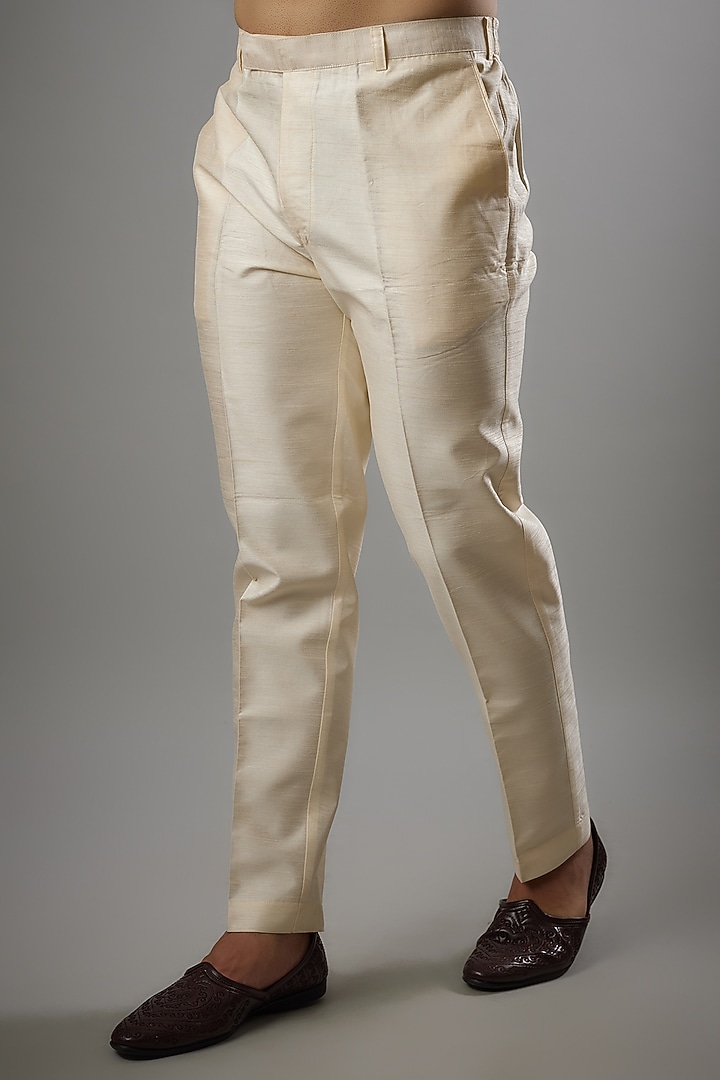 Lemon Gold Chanderi Silk Embellished Groom Sherwani Set by PARV DESIGN STUDIO at Pernia's Pop Up Shop