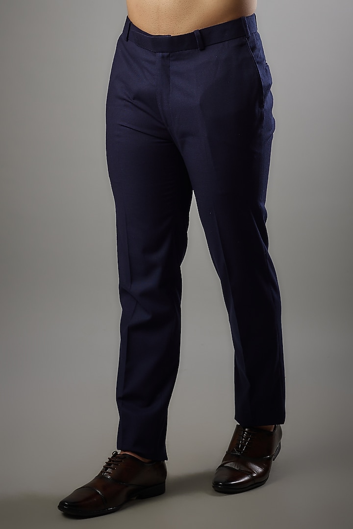 Royal Blue Japanese Fabric Embroidered Tuxedo Set by PARV DESIGN STUDIO at Pernia's Pop Up Shop