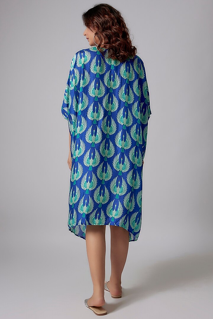 Blue Crepe Printed Kaftan Summer Dress by PDS by Sneha at Pernia's Pop Up Shop